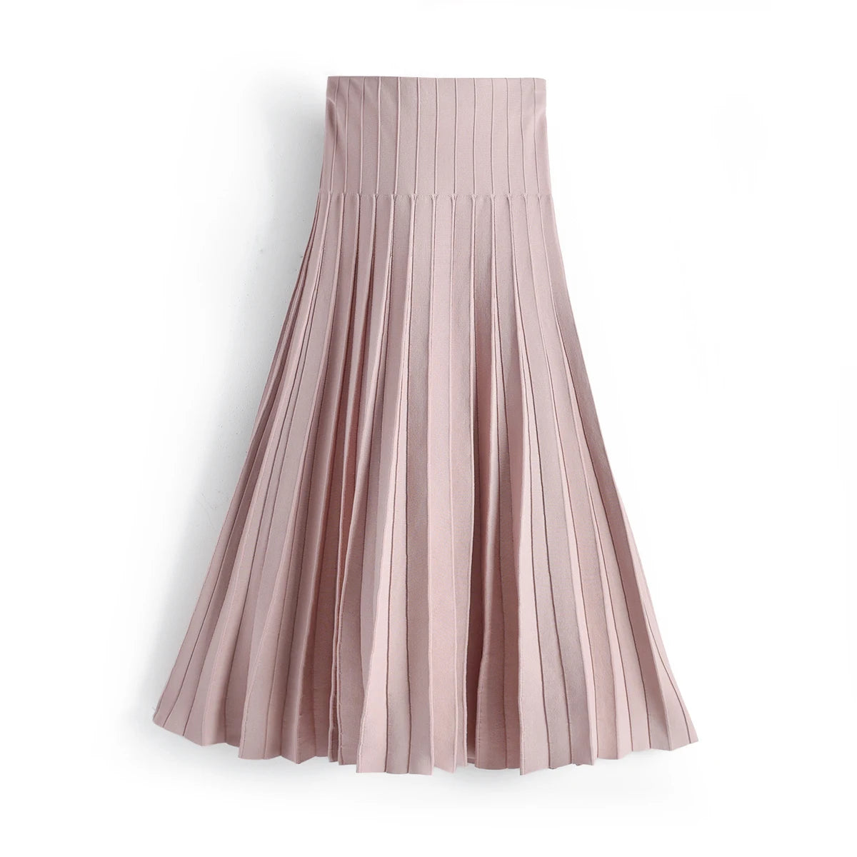 2024 New Women Spring Summer Knitted Skirts Female Classic Pleated Skirt Solid Color Knit Dresses Great Quality Clothes - She Vibess By C2P