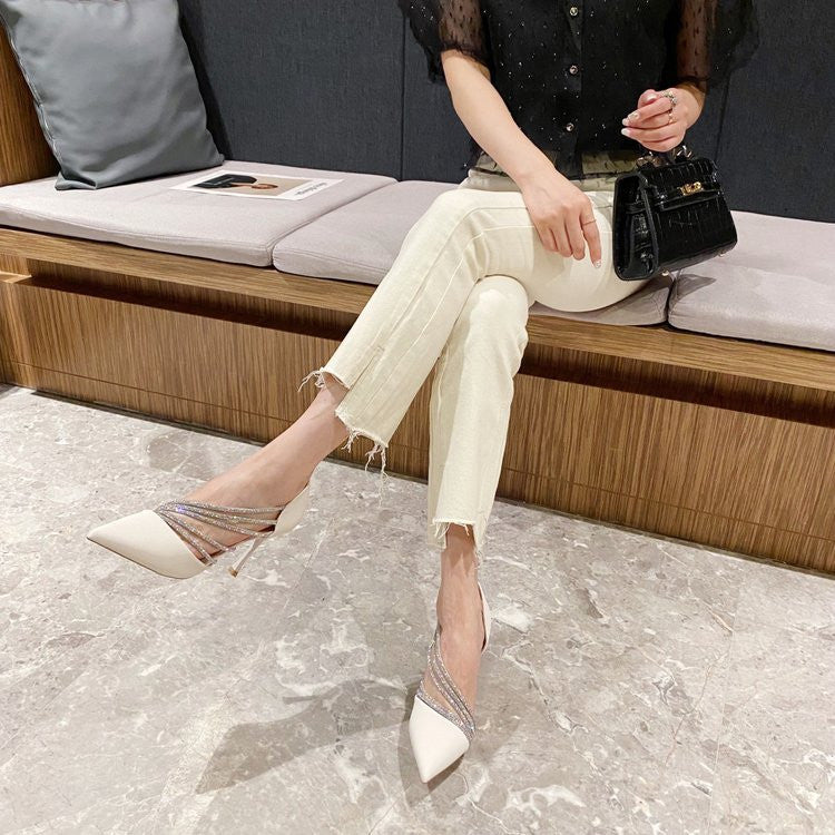 Women Evening Party High Heels New  Pumps Elegant Ladies Pointed To Black  Strappy Stripper Shoes for Women
