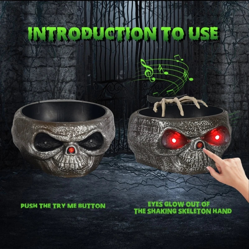 Halloween Candy Dishes Skeleton with LED and Sound Electric Fruit Bowl Ornament - She Vibess By C2P