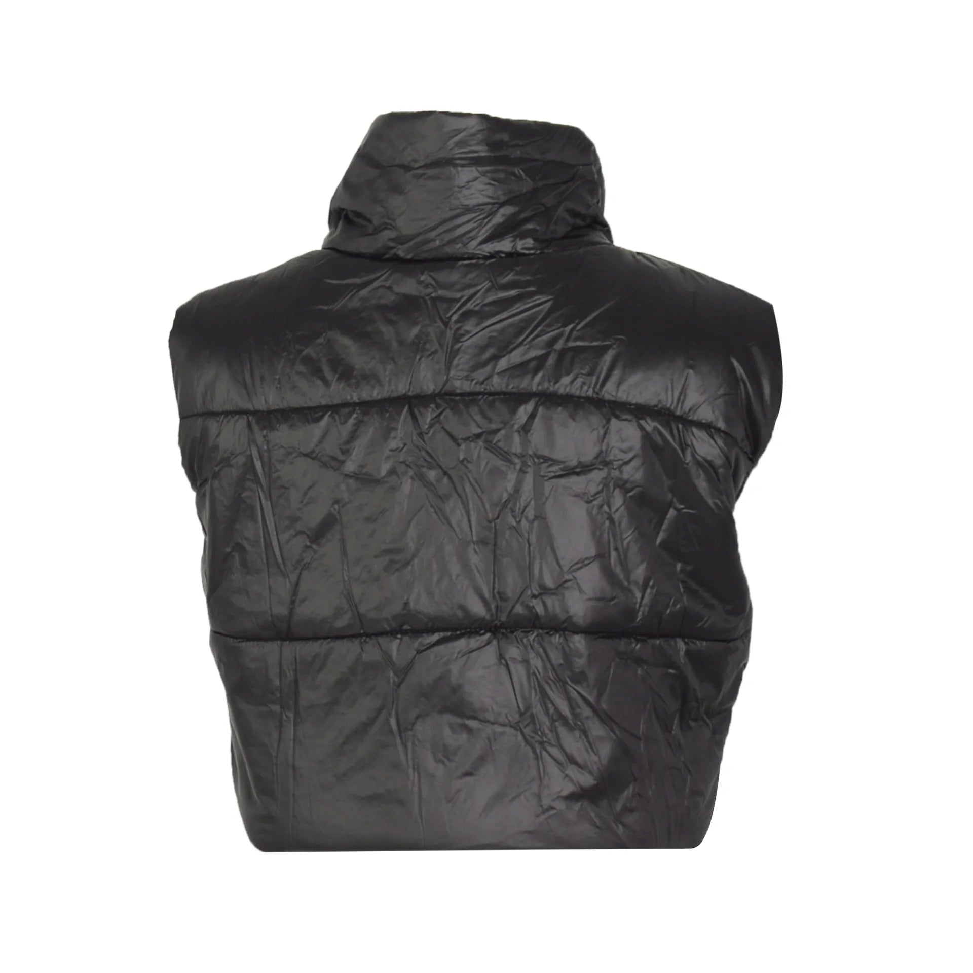 Women's Winter Vest Fashion Faux Leather Padded Jacket Coat Vintage PU Black And White Female Short Waistcoat Chic Clothes Tops - She Vibess By C2P