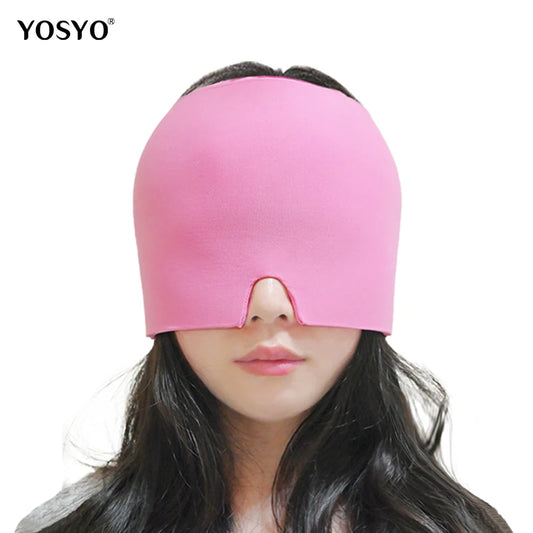 Gel Cold Ice Cap Head Heat Treatment Head Wrap Face Mask Massage Sleep Tool Black and Pink - She Vibess By C2P