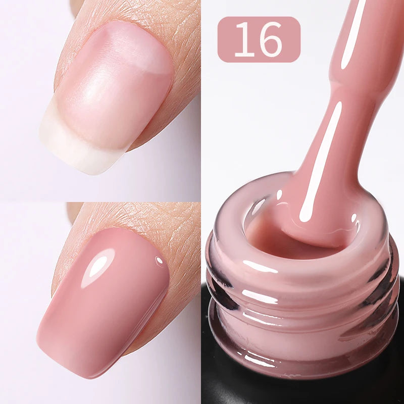 BORN PRETTY Milky Pink Rubber Base Gel Nail Polish Glitter 15ml Semi-Permanent Varnish Soak Off Self Leveling UV LED Gel - She Vibess By C2P