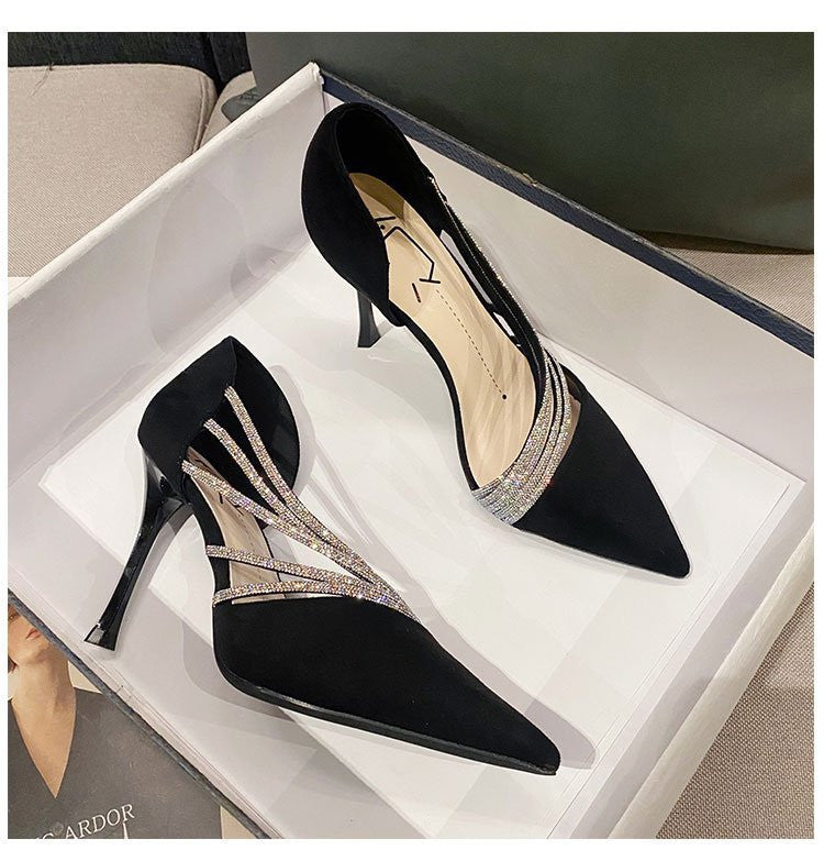 Women Evening Party High Heels New  Pumps Elegant Ladies Pointed To Black  Strappy Stripper Shoes for Women