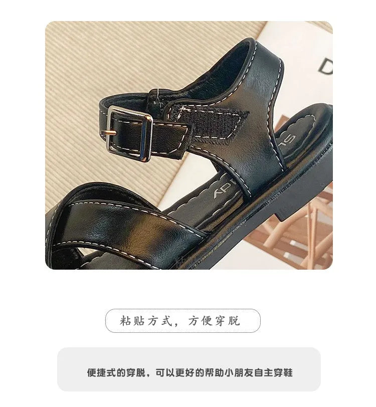 Girl's T-strap Shoes Hollow Out British Style Soft Classic Children Mary Janes 23-34 Infant Round Toe Flat Summer Kids Sandals - She Vibess By C2P