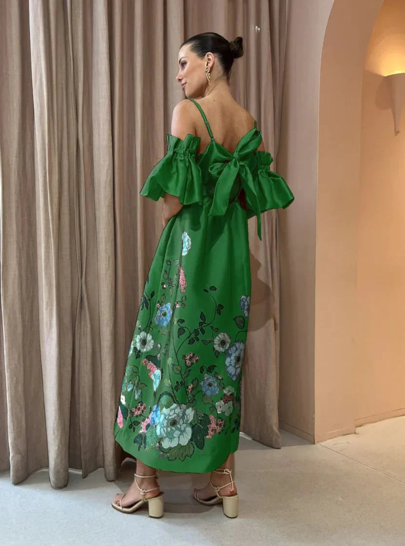 SoleVibe™ 2024 One-Shoulder Vintage Print Dress – Sexy Halter, Hidden Pockets, and Elegant Summer Party Vibes - She Vibess By C2P
