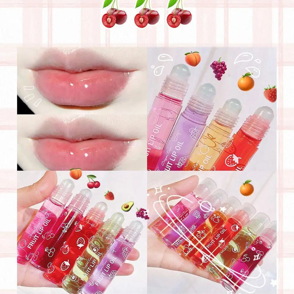 6 Colors Roll-on Fruit Essence Lip Balm Lip Oil Lip Moisturizing Mirror Primer Lip Lipstick Hydrating random Gloss Transparent - She Vibess By C2P