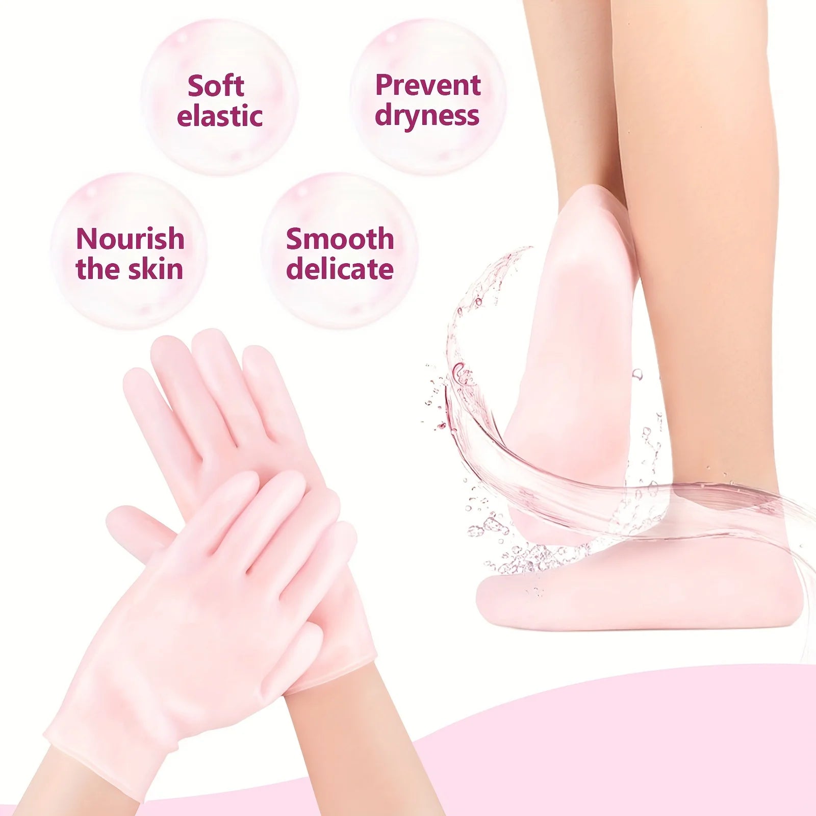 Silicone Skin Care 3-Piece Set - Reusable Moisturizing Mask Set, Gloves, Socks - For Face, Hands and Feet Dry, Cracked Skin, Set - She Vibess By C2P