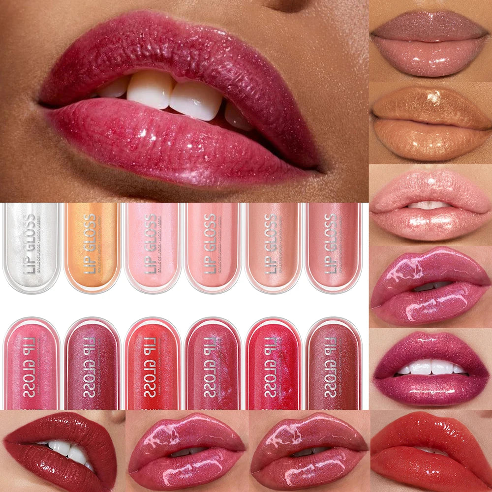 USHAS 12 Colors Glitter Lip Gloss Long Lasting Diamond Pearlescent Metallic Liquid Lipstick Moisturizing Lip Glaze Cosmetics - She Vibess By C2P