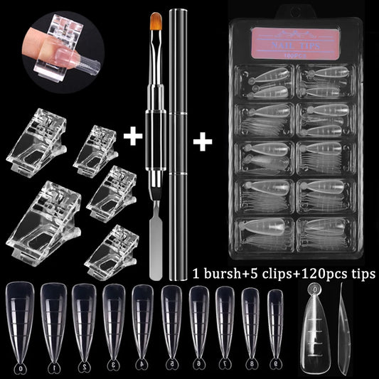 100Pcs/Box Nail Tips Full Set Acrylic Fake Finger UV Gel Polish Quick False Nails Tip Manicure Tools Nail Art DIY Tools Kit - She Vibess By C2P
