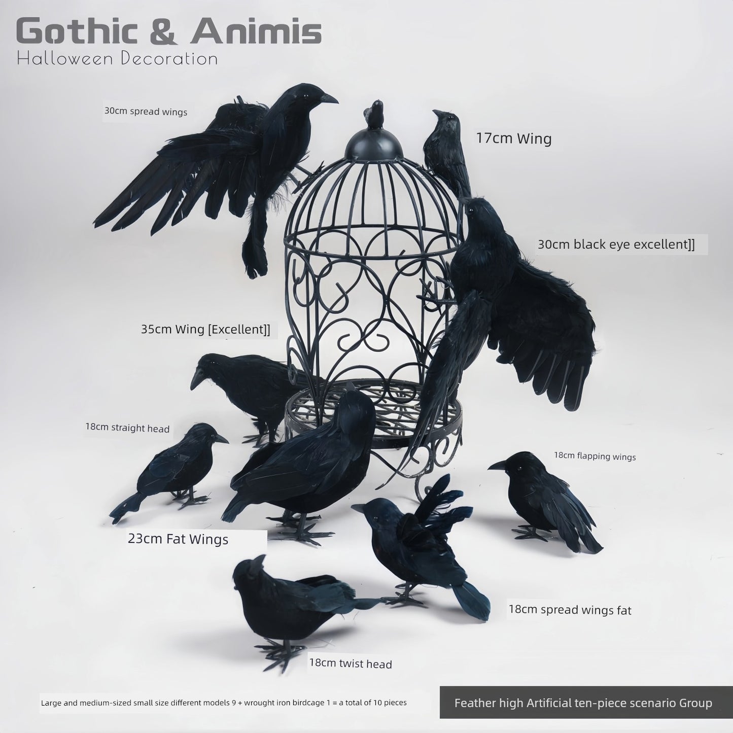 [Halloween] 28 Artificial Crow Crow Collection Wansheng Gothic Dark Magic Theme Atmosphere Decoration - She Vibess By C2P