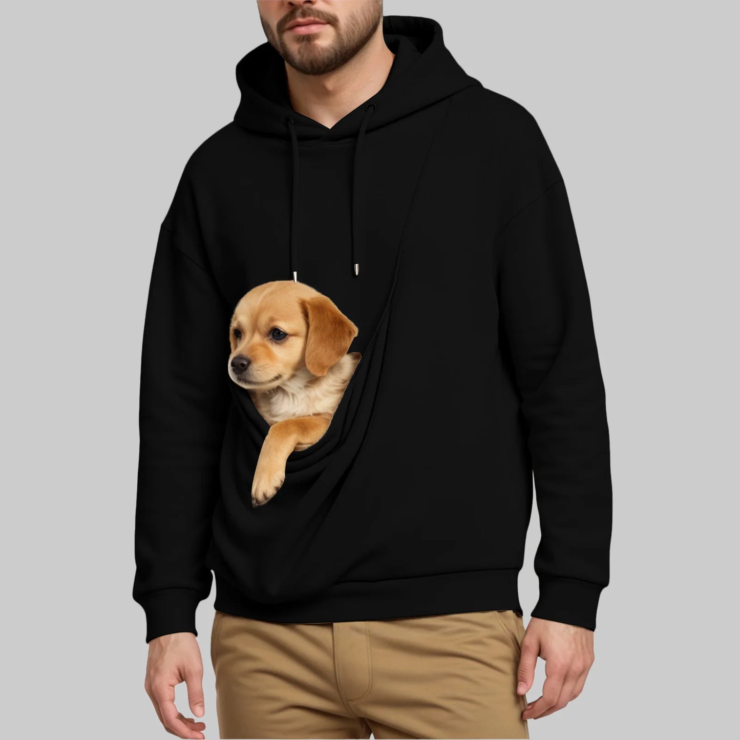 New Pure Cashmere Sweater For Men Unisex Cat And Dog Bag Hooded Sweatshirt Pocket Pet Bag Holder Sweatshirt мужская одежда