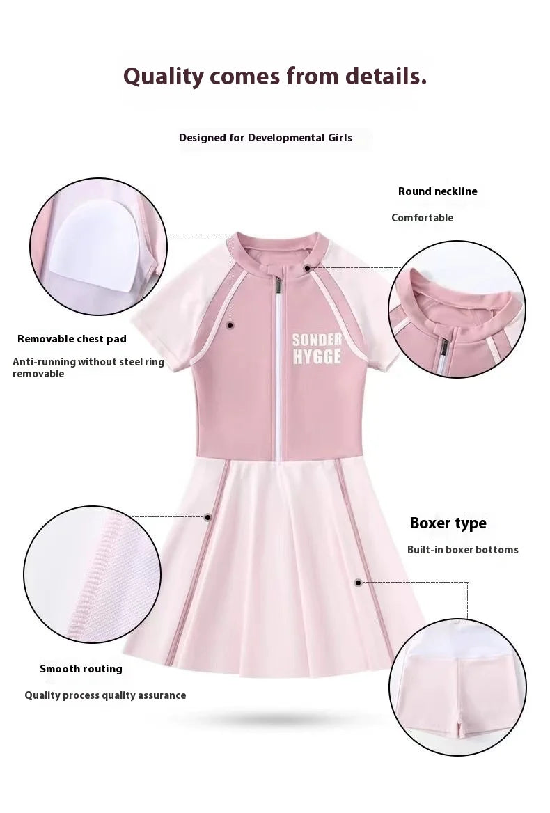 Children's Swimsuits, Women's Primary, Middle, And Big Children's Swimsuits, Summer New Girls' One-Piece Swimming Equipment - She Vibess By C2P