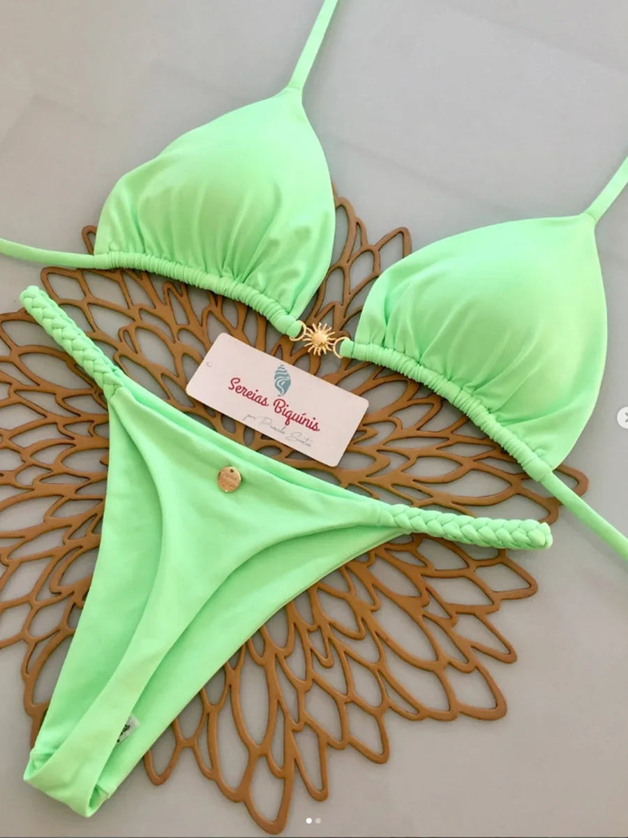 2025 New Sexy Retro Prints Brazilian Mciro Bikini Women Swimsuits Lace-up Swimwear Backless Biquini Swimsuits Beachwear - She Vibess By C2P