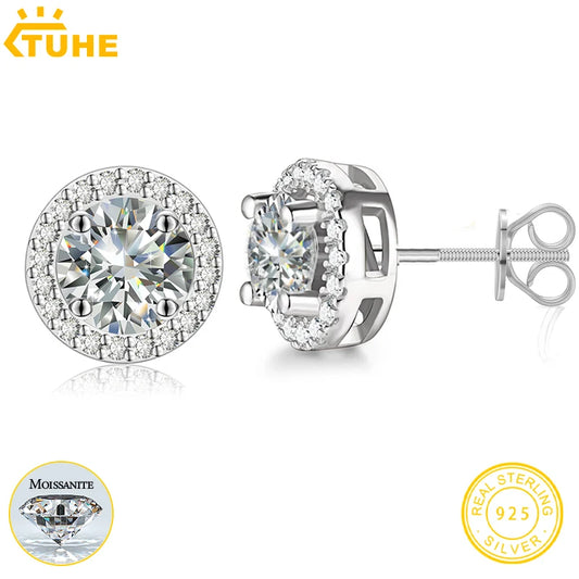 TUHE Unisex VVS1 Moissanite Women Earrings 925 Silver Fine Jewelry Earings 3MM/4MM/5MM Silver 925 Fashion Earrings Women Gift - She Vibess By C2P