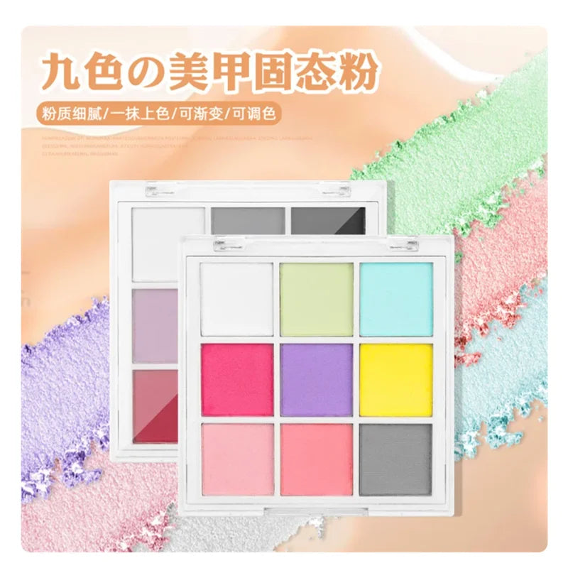9Colors Solid Patting Nail Powders UV Polish Decoration Shimmer Fine Glitter Gradient Matte Pat Pat Manicure Polish Deco Powder - She Vibess By C2P