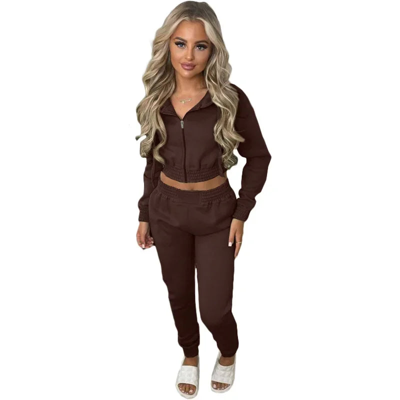 TK6306 Women's Fleece-Lined Sweatshirt Hooded Sporty Casual Suit Cross-Border European And American Style Clothing - She Vibess By C2P