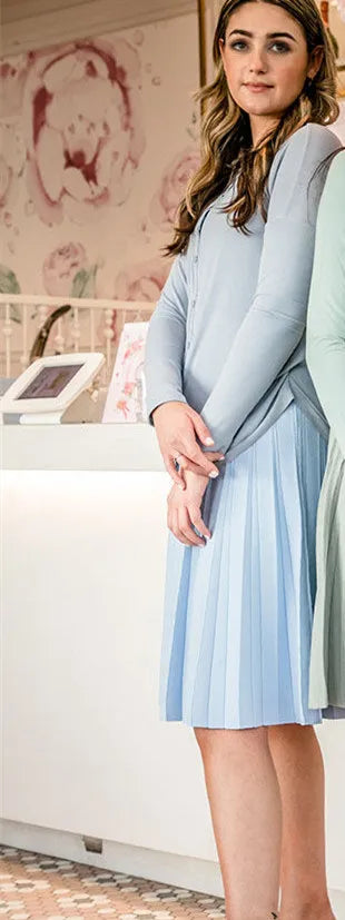 2024 New Women Spring Summer Knitted Skirts Female Classic Pleated Skirt Solid Color Knit Dresses Great Quality Clothes - She Vibess By C2P