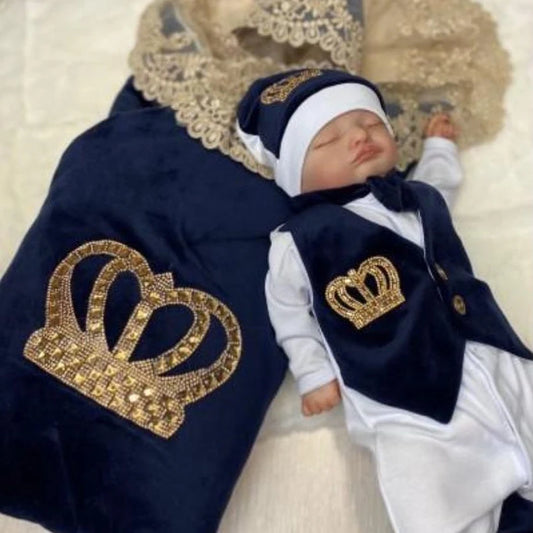 Velvet Newborn Baby Boy Outfits Blazer Vest Kids Clothing Cotton Infant Products Body Suit Shirt Pants Mittens Receiving Blanket - She Vibess By C2P