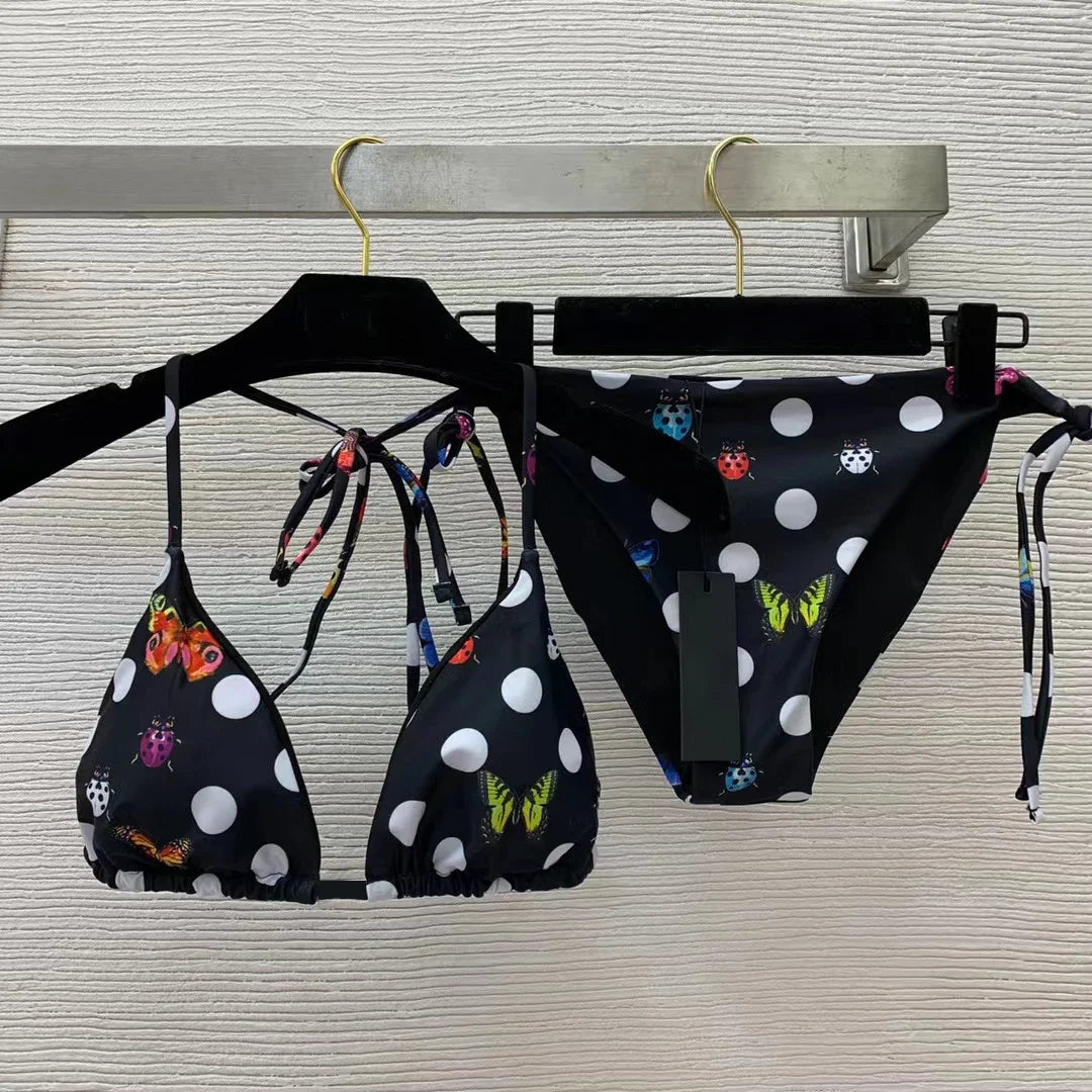 Fashion Design Bikini Sets Women's Gold Flower Pattern Swimsuits Designer Brand Women's Sexy Swimwear Backless Beach Swimsuits - She Vibess By C2P