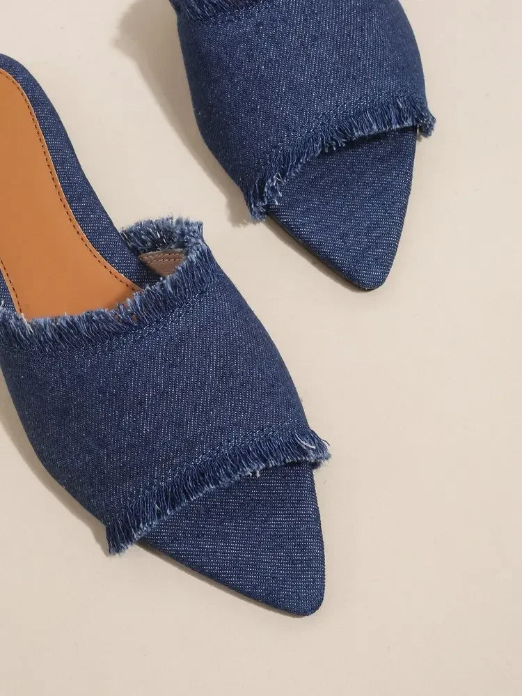 Women Flats Cowboy Slippers Fashion Beach Dress Shoes  Summer Femme Pointed Toe Flip Flops New Casual Slides Zapatos Mujer - She Vibess By C2P