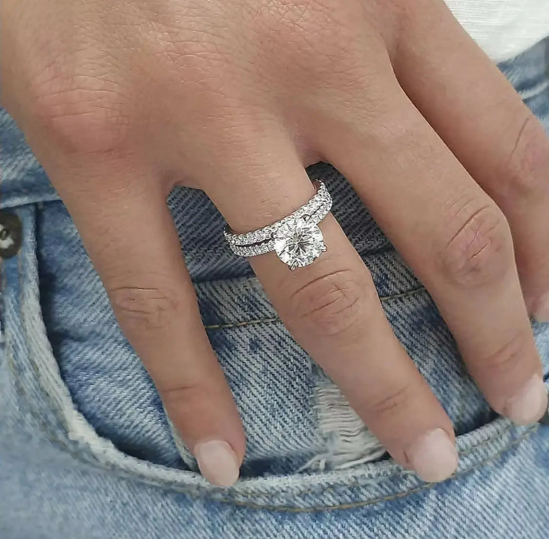 Anillo de circonita cúbica geométrica para mujer, chapado en plata, estilo punk, conjunto premium, joyería de compromiso, boda, tallas 5-11