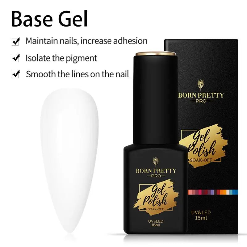 BORN PRETTY Milky Pink Rubber Base Gel Nail Polish Glitter 15ml Semi-Permanent Varnish Soak Off Self Leveling UV LED Gel - She Vibess By C2P
