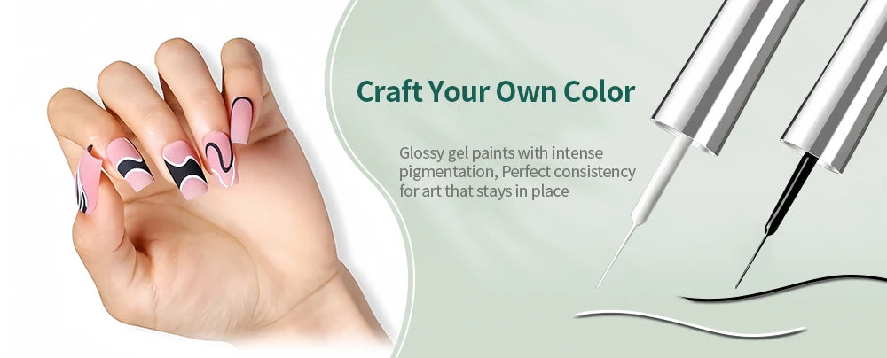 NAILPOP Gel Nail Polish Liner 8ML 5 Colors Nail Art Paint Gel for French Tips Swirls DIY Manicure Soak Off UV Cure with Brush - She Vibess By C2P