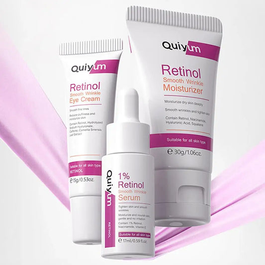 Retinol Smooth Wrinkle Skincare Set Moisturizing Firming Facial Skincare Routine Kit - Retinol Serum-Face Moisturizer-Eye Cream - She Vibess By C2P