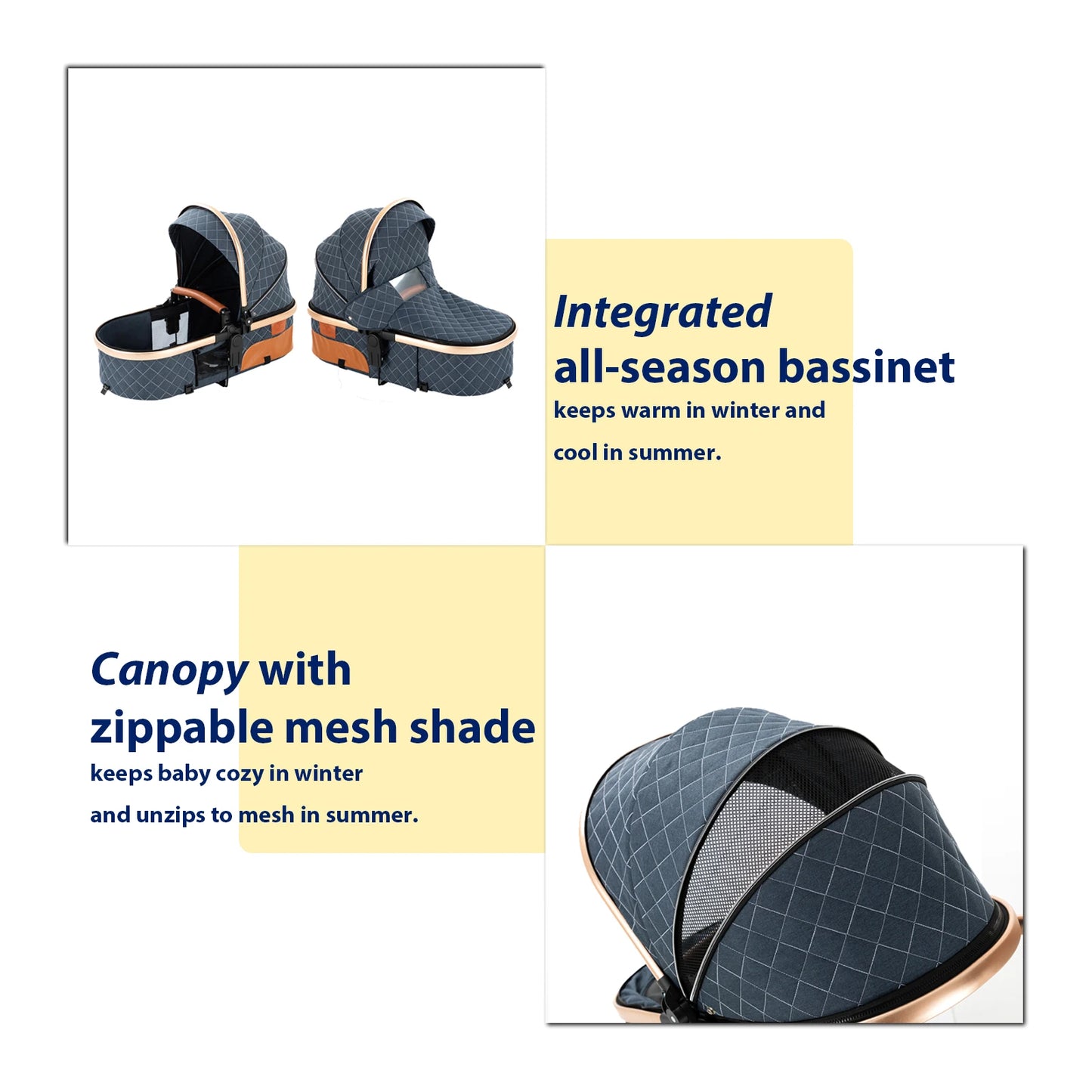 Lightweight Baby Stroller 3 in 1 Newborns Travel System Prams Multifunctional High Landscape Baby 4 IN 1 Strollers with Isofix - She Vibess By C2P