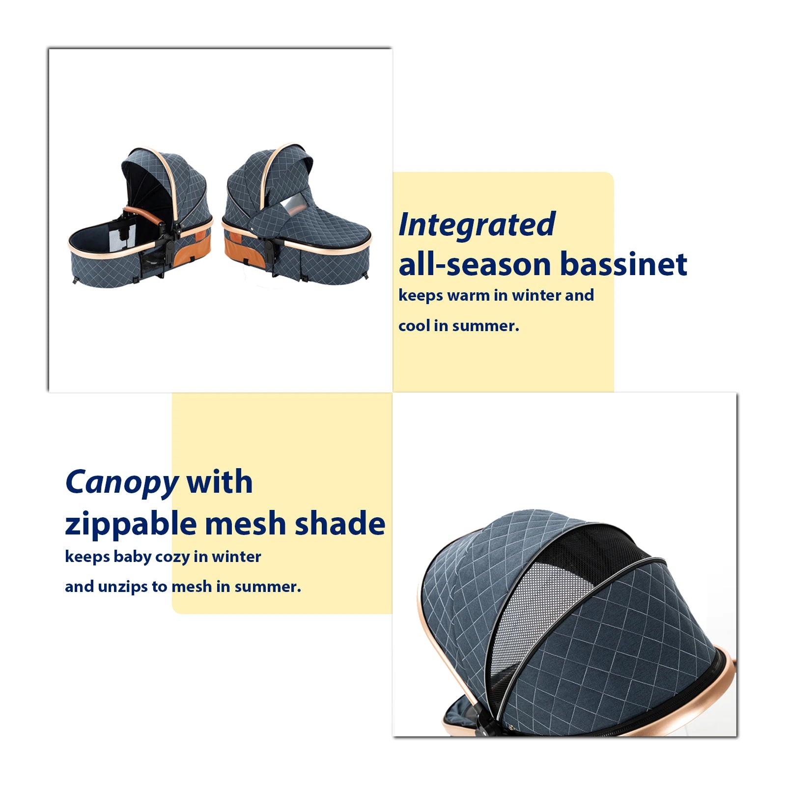 Lightweight Baby Stroller 3 in 1 Newborns Travel System Prams Multifunctional High Landscape Baby 4 IN 1 Strollers with Isofix - She Vibess By C2P