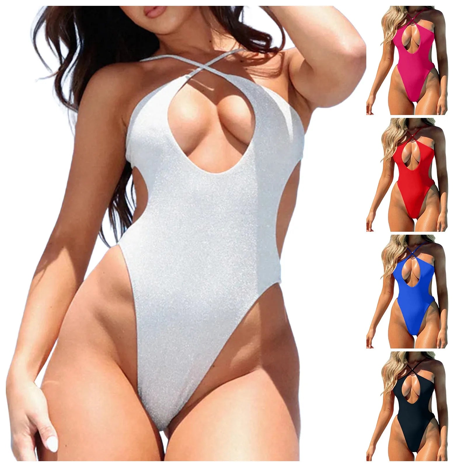 Women'S Sexy Bathing Suit Cut Out Backless Monokini Swimsuits Bottoms Full Coverage Maternity Bikini Swimsuits Female Bandeau - She Vibess By C2P