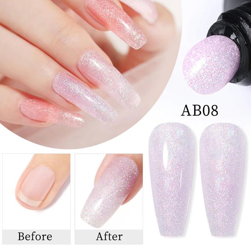 BORN PRETTY 30ml Glitter Acrylic Gel Finger Extension Nail Polish Silver Pink Extension Gel Polish Soak Off Nail Slip Solution - She Vibess By C2P