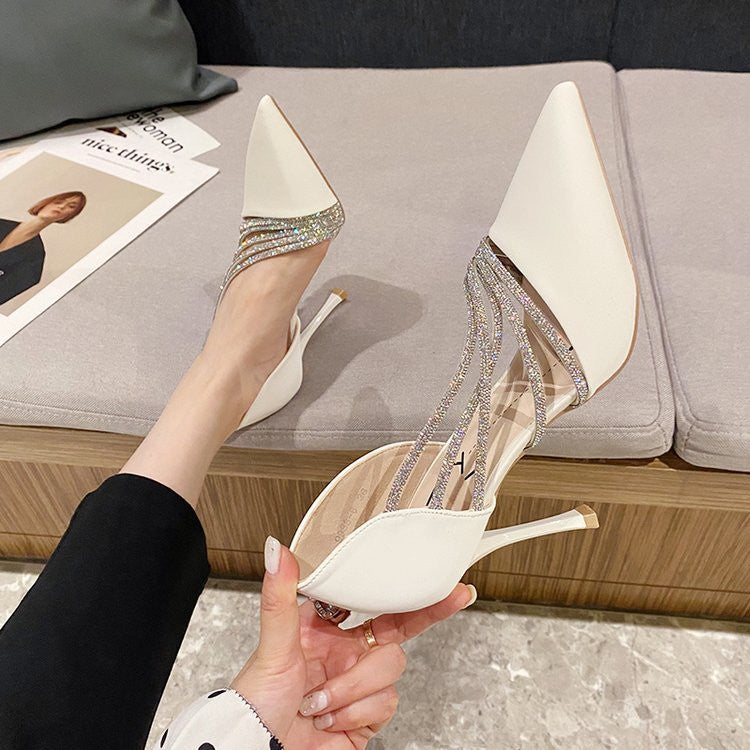 Women Evening Party High Heels New  Pumps Elegant Ladies Pointed To Black  Strappy Stripper Shoes for Women