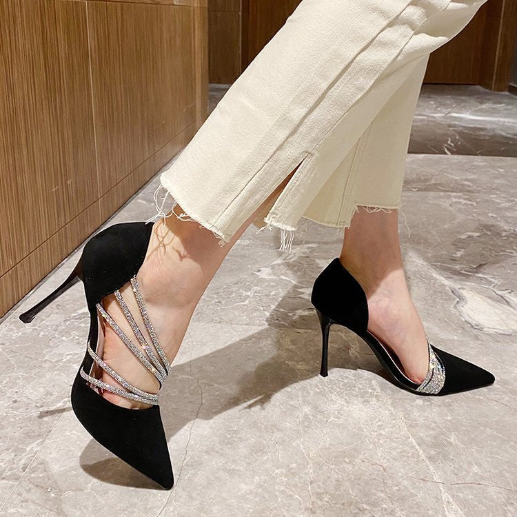 Women Evening Party High Heels New  Pumps Elegant Ladies Pointed To Black  Strappy Stripper Shoes for Women