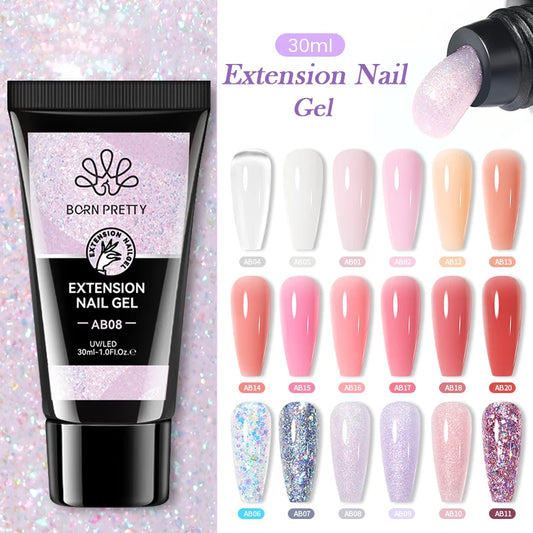 BORN PRETTY 30ml Glitter Acrylic Gel Finger Extension Nail Polish Silver Pink Extension Gel Polish Soak Off Nail Slip Solution - She Vibess By C2P