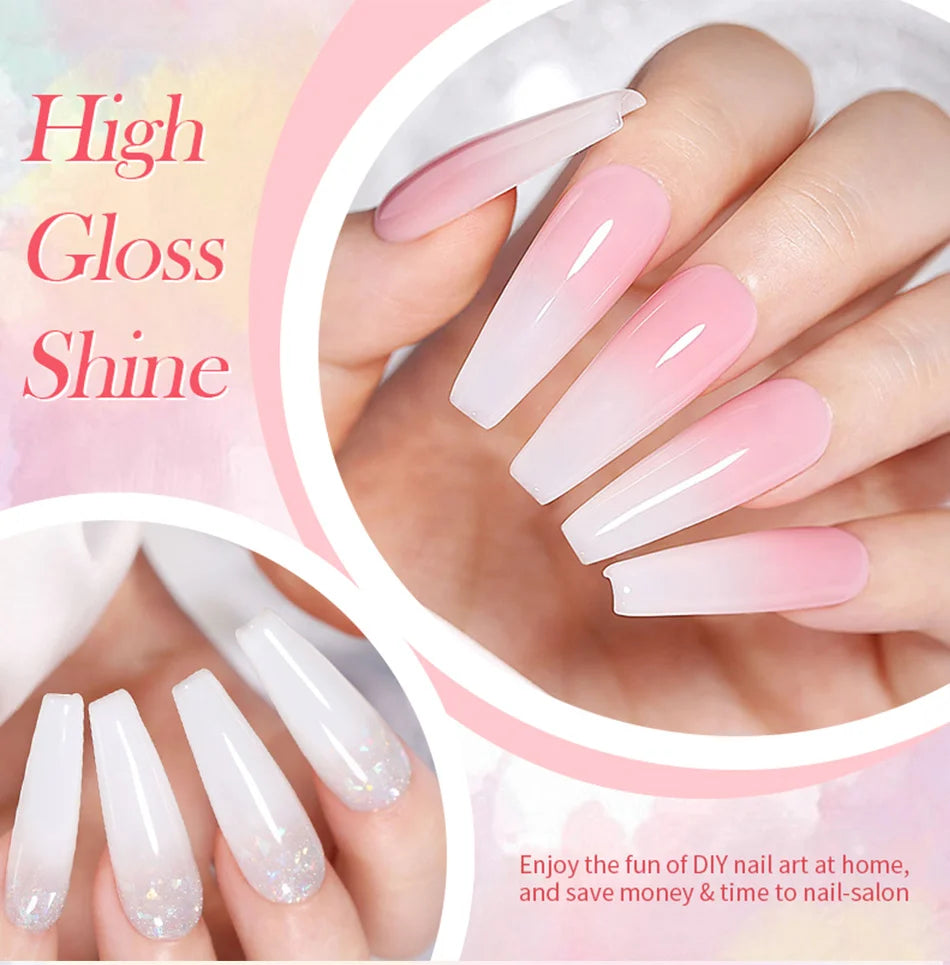 BORN PRETTY Milky Pink Rubber Base Gel Nail Polish Glitter 15ml Semi-Permanent Varnish Soak Off Self Leveling UV LED Gel - She Vibess By C2P