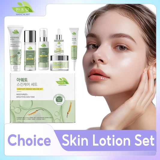 Korean Skincare Set Shrink Pores Fade Fine Lines Face Serum Remove Dark Circles Firming Eye Cream Facial Moisturizing Lotion Set - She Vibess By C2P