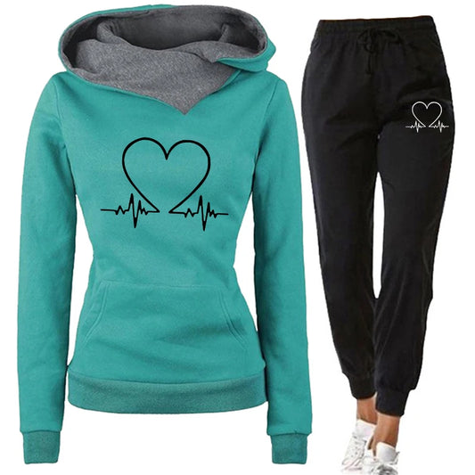 Woman Tracksuit Two Piece Set Winter Warm Hoodies+Pants Pullovers Sweatshirts Female Jogging Woman Clothing Sports Suit Outfits - She Vibess By C2P