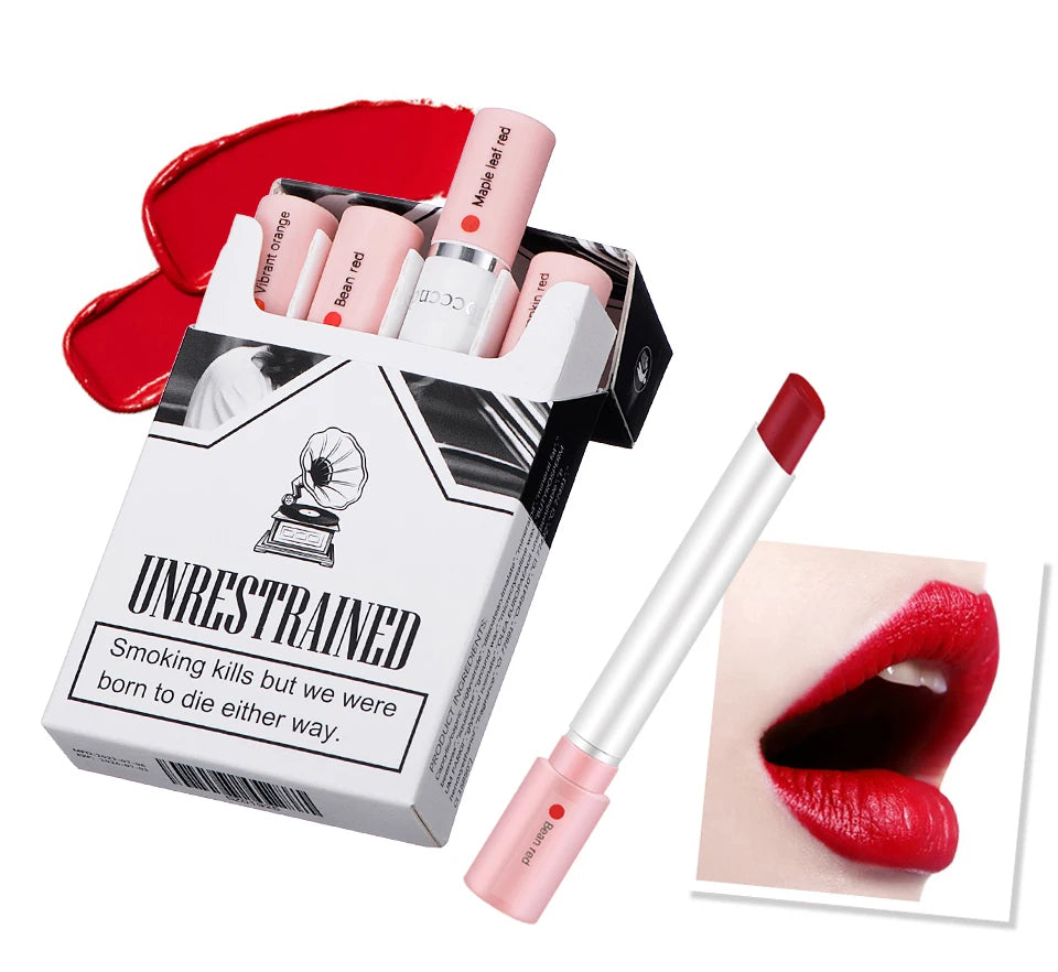 4 pcs/set Cigarette Lipstick Set Long Lasting Lip Glaze Matte Lip Gloss Waterproof Lip Stick Tube Nude Lip Tint Makeup Cosmetics - She Vibess By C2P