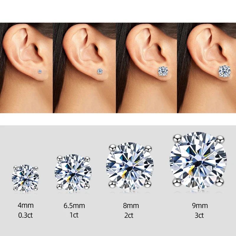 OXTAO GRA Certified D VVS1 Moissanite Stud Earrings Female Jewelry Sterling Silver S925 Piercing Earrings Wedding Jewelry Gift - She Vibess By C2P