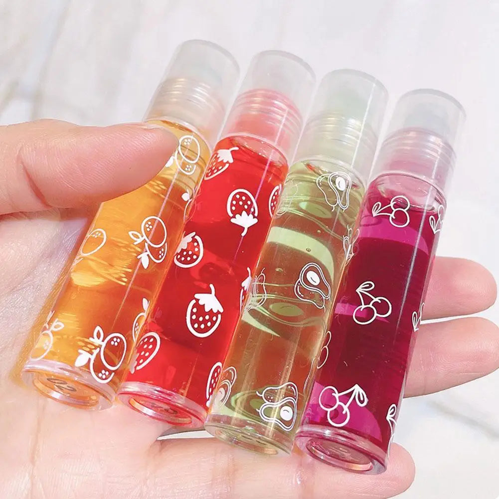 6 Colors Roll-on Fruit Essence Lip Balm Lip Oil Lip Moisturizing Mirror Primer Lip Lipstick Hydrating random Gloss Transparent - She Vibess By C2P