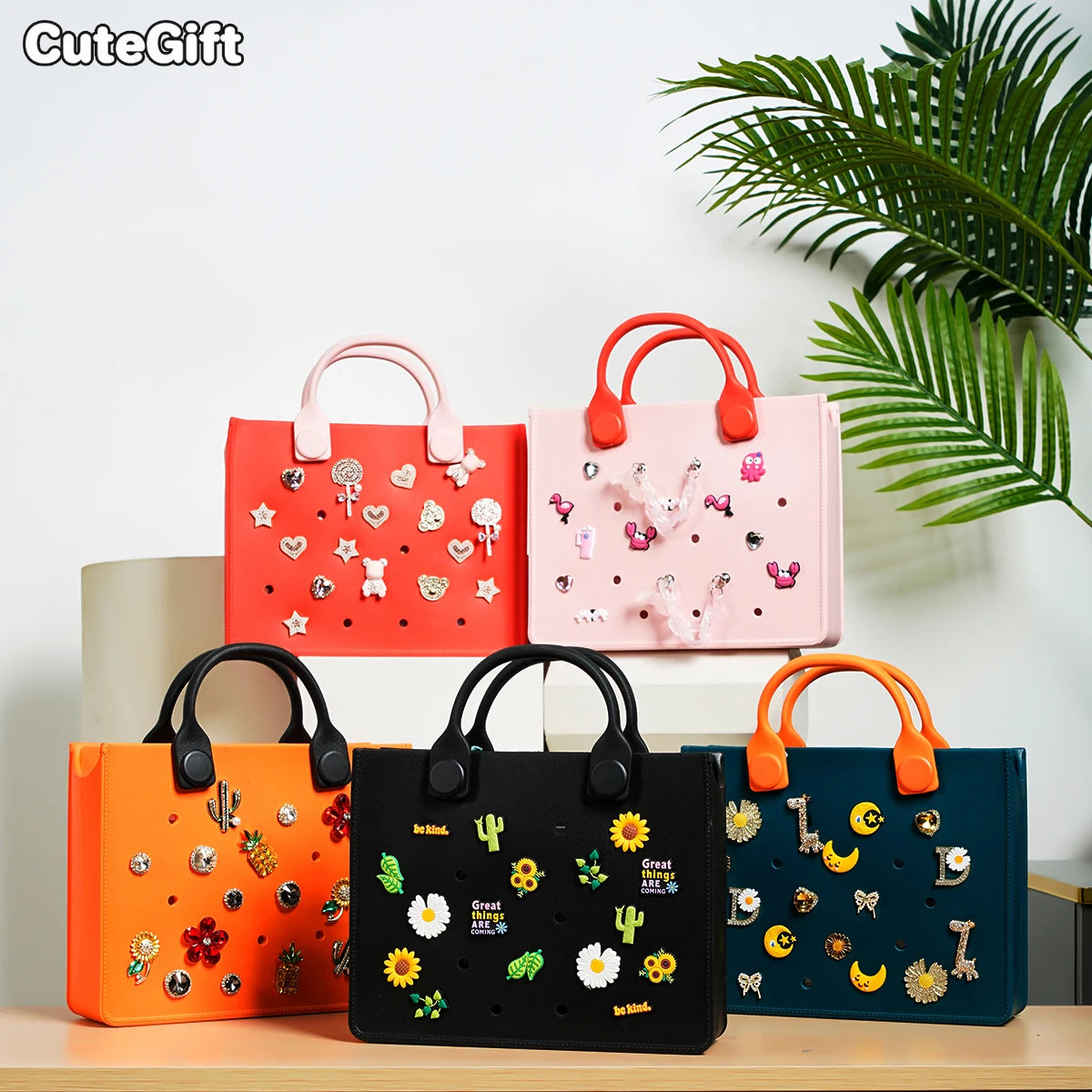 EVA Large Leather Shoulder Bag Handbag Tote Bag Storage for Women Casual Waterproof Beach Bag Hole Fit Charm Fashion Storage Bag - She Vibess By C2P
