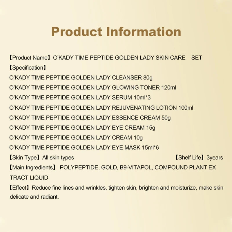 OKADY Skin Care Set Anti Aging Skin 10-piece Daily Care Routine Kit With Vitamin C Peptides Facial Cleanser Eye Mask Toner Serum - She Vibess By C2P