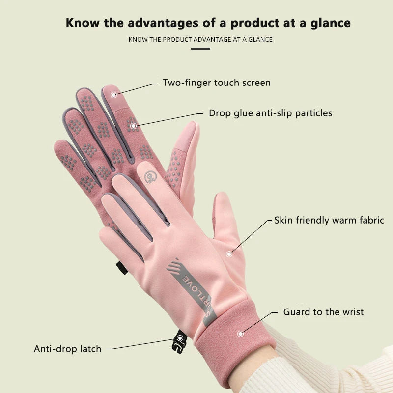 Winter Gloves Women Cycling Bike Thermal Fleece Cold Resistance Wind Waterproof Bicycle Warm Outdoor Running Skiing Mittens - She Vibess By C2P