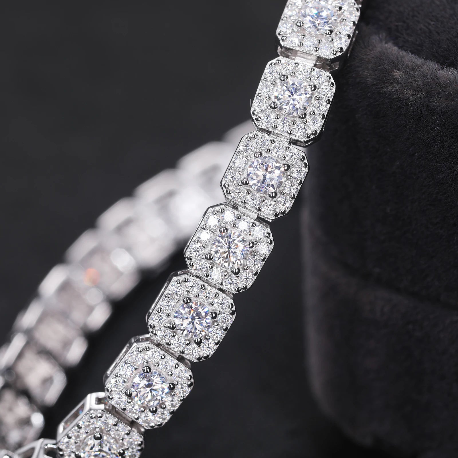 Iced Out Moissanite Halo Tennis Bracelet for Women Men S925 Sterling Silver 18k Gold Plated Jewelry with GRA Bracelets Gifts - She Vibess By C2P