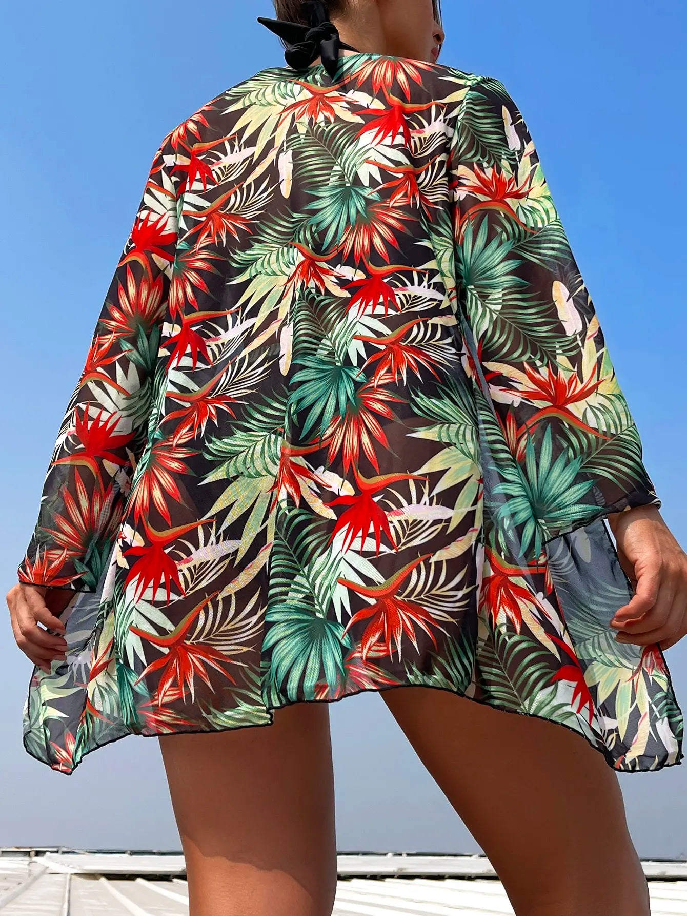 Halter Print Bikini Sets 3PCS Women Swimsuit With Kimono High Waist Swimwear Female Bathers Bathing Swimming Swim Suit Beachwear - She Vibess By C2P