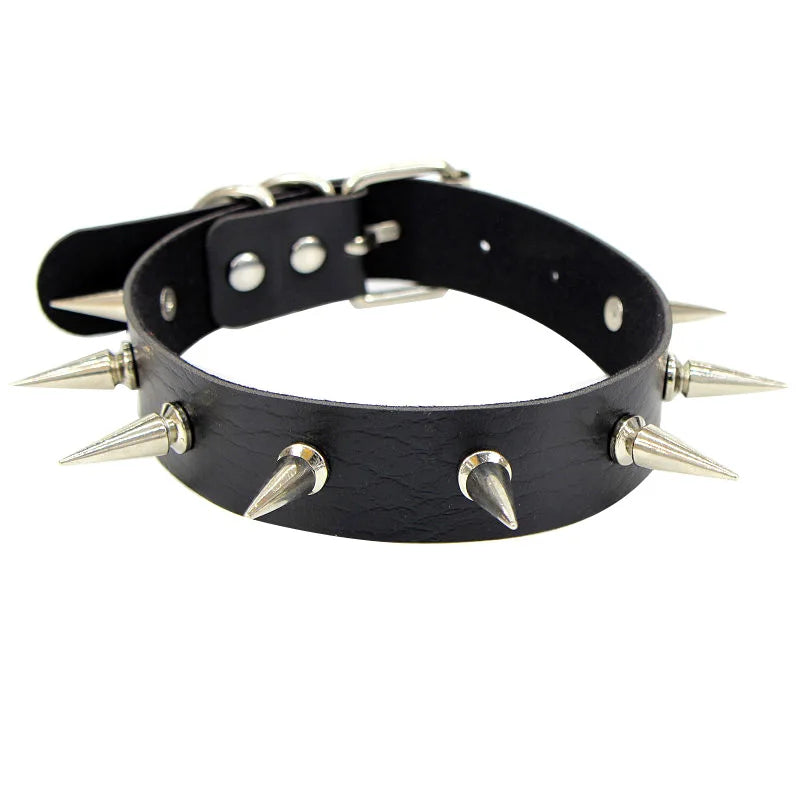 Harajuku Punk Rock Gothic Choker Necklace Women Sexy PU Leather Heart Lock Key Spike Collar Chocker Gothic Cosplay Accessories-I’m Over 21 - She Vibess By C2P