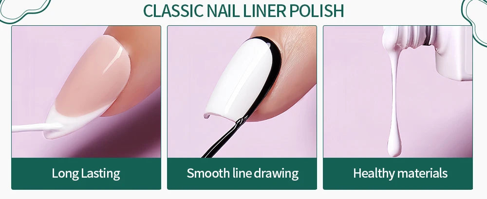 NAILPOP Gel Nail Polish Liner 8ML 5 Colors Nail Art Paint Gel for French Tips Swirls DIY Manicure Soak Off UV Cure with Brush - She Vibess By C2P