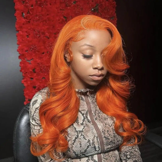 Ginger Orange Body Wave Wigs HD Lace Frontal Wig 13x6 13x4 Human Hair PrePlucked 100% Brazilian Wigs For Women Lace Front Wig - She Vibess By C2P
