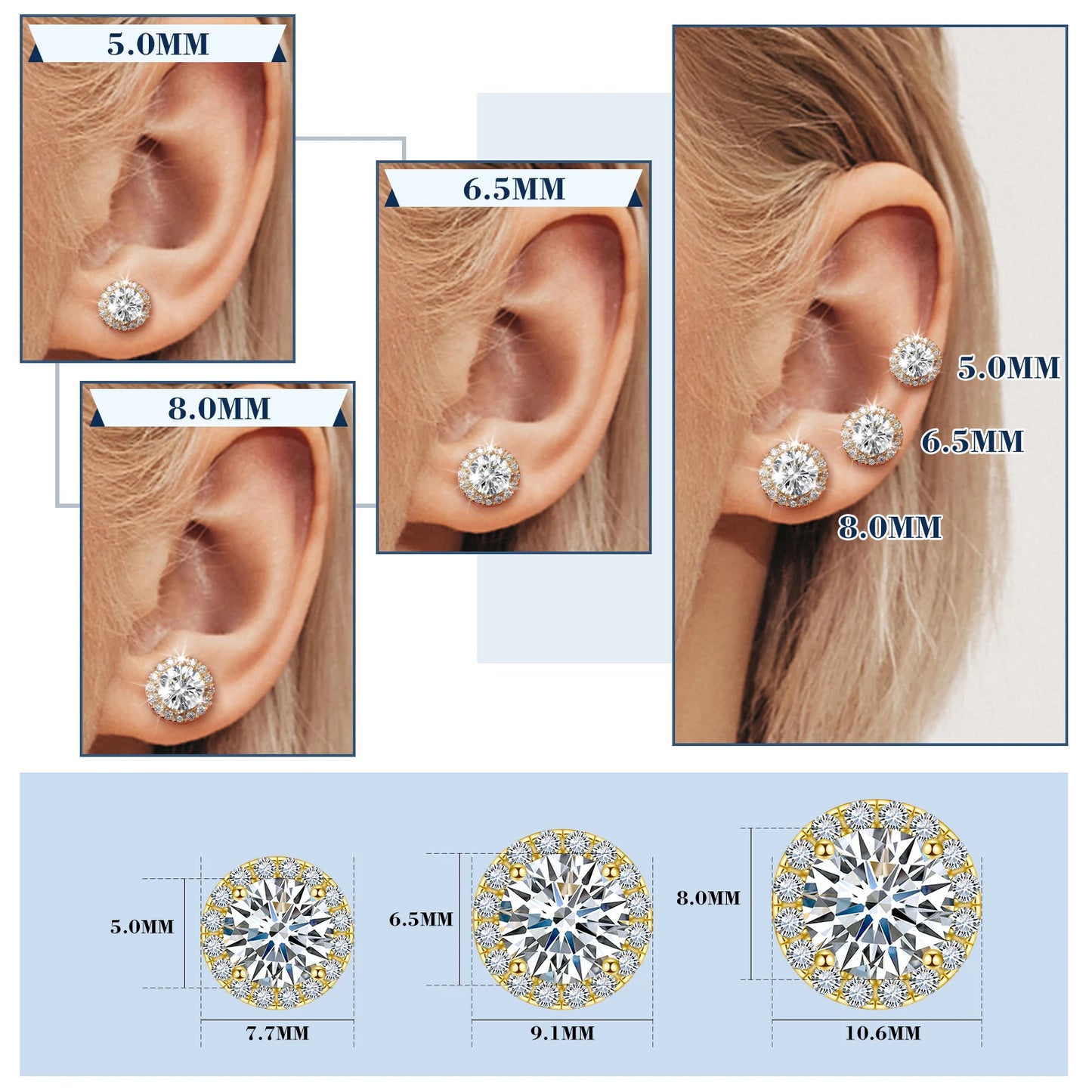 TUHE Unisex VVS1 Moissanite Women Earrings 925 Silver Fine Jewelry Earings 3MM/4MM/5MM Silver 925 Fashion Earrings Women Gift - She Vibess By C2P
